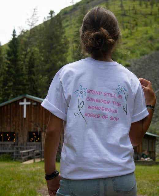 Pink Logo Job 37:14 verse Oversized Tee