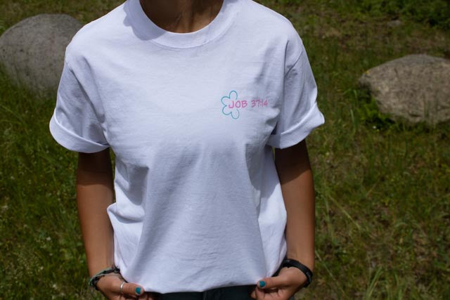 Pink Logo Job 37:14 verse Oversized Tee