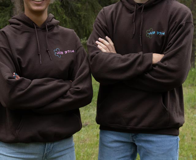 Blue Logo Job 37:14 Verse Hoodie
